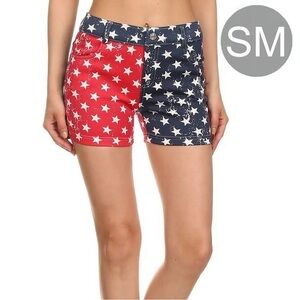 Yelete Patriotic Star Print Fourth July Women's Shorts Size S/M
